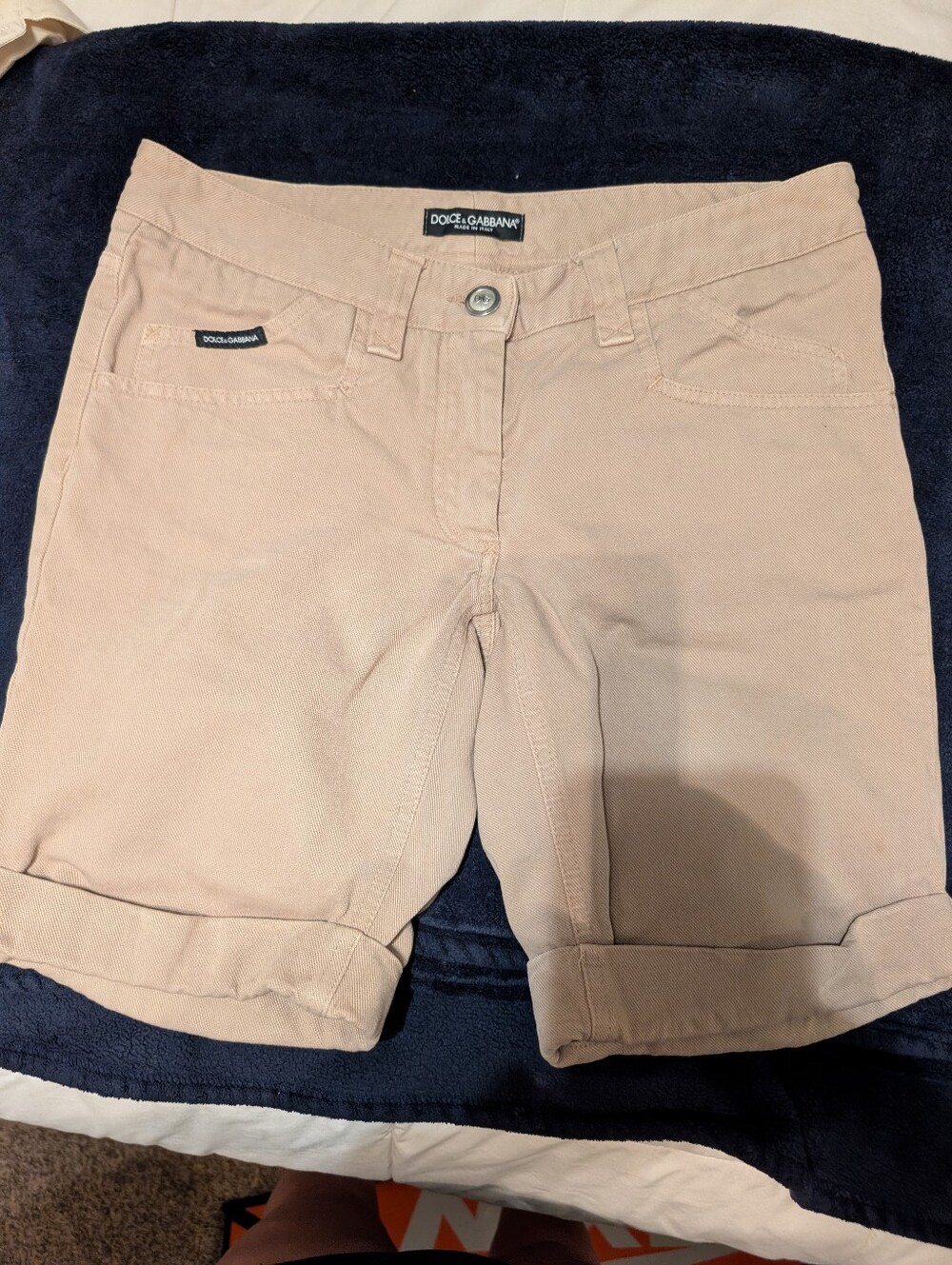 Dolce & Gabbana Beige Roll-Cuff Cotton Shorts